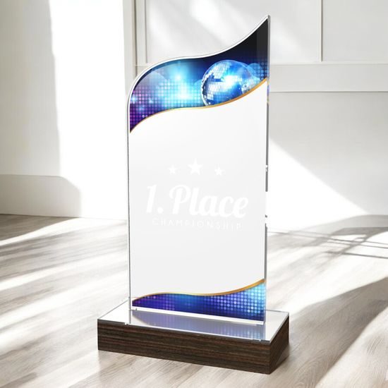 United Disco Ball Dance Acrylic Wood Fusion Trophy