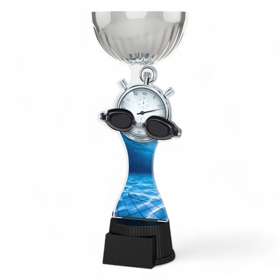 Montreal Swimming Goggles and Stopwatch Silver Cup Trophy