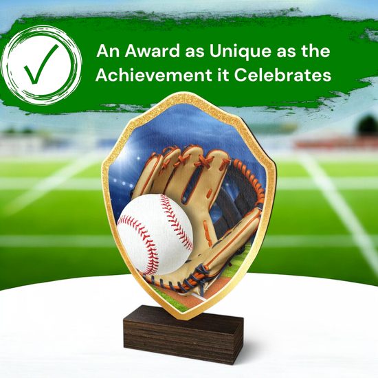 Arden Baseball Real Wood Shield Trophy