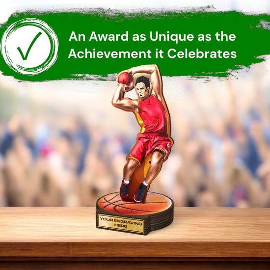 Grove Basketball Action Player Real Wood Trophy