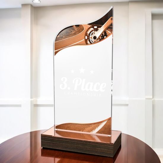 United Cycling Acrylic Wood Fusion Trophy