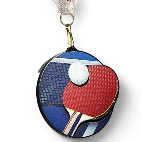 Rincon Colour Table Tennis Black Acrylic Medal