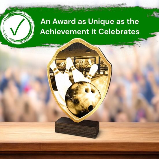 Arden Classic Tenpin Bowling Real Wood Shield Trophy