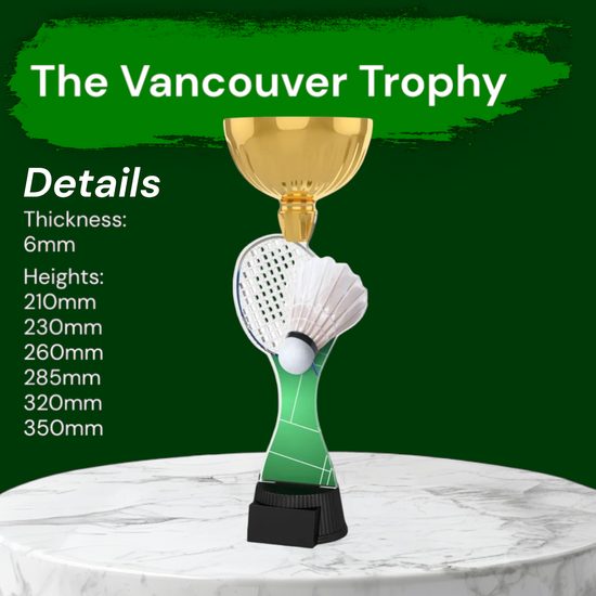 Vancouver Badminton Racket and Shuttlecock Gold Cup Trophy