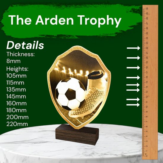 Arden Classic Football Boot Real Wood Shield Trophy