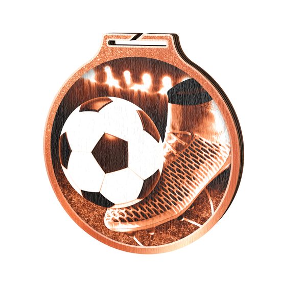 Habitat Classic Football and Boot Bronze Eco Friendly Wooden Medal