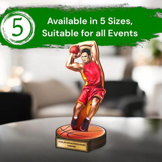 Grove Basketball Action Player Real Wood Trophy