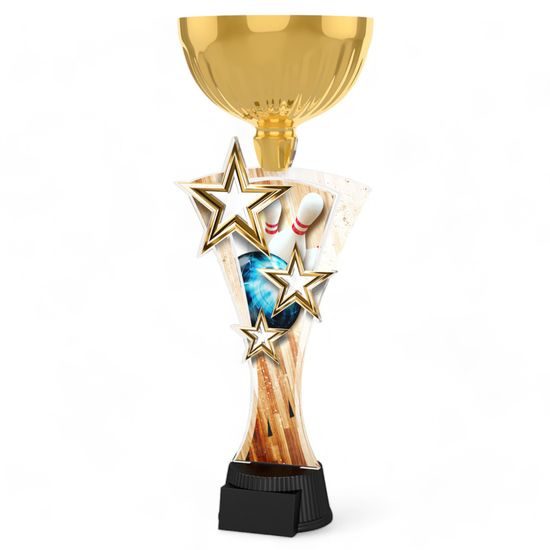 Triple Star Tenpin Bowling Gold Trophy Cup