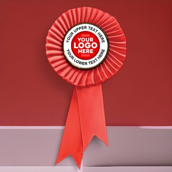 Mini Red Satin Feel Logo Rosette