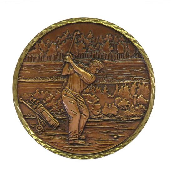 Diamond Edged Golf Shot Heavyweight Copper Medal