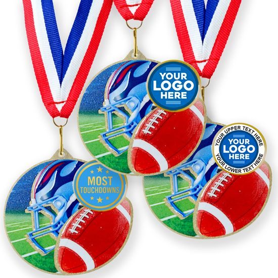Aurum Amercian Football Stainless Steel Logo Insert Medal