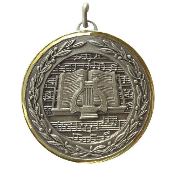 Diamond Edged Music Notes Silver Medal