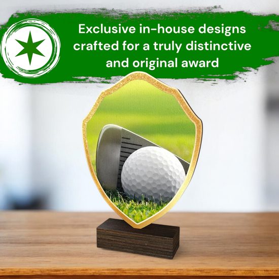 Arden Golf Real Wood Shield Trophy
