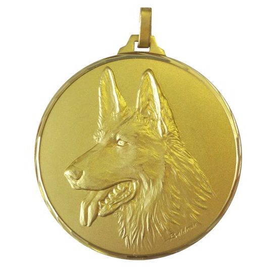 Diamond Edged Dog Head Gold Medal