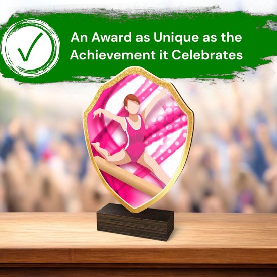 Arden Gymnastics Female Real Wood Shield Trophy