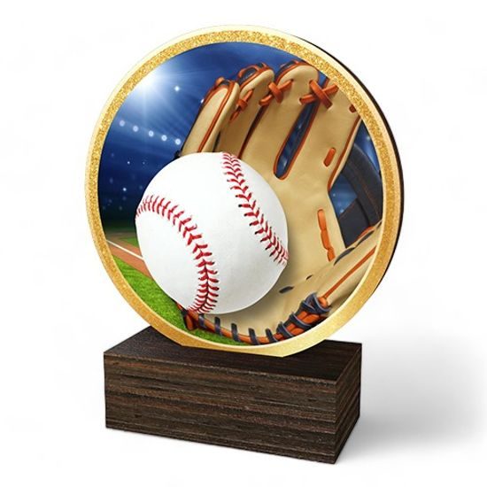 Holt Colour Baseball Real Wood Trophy