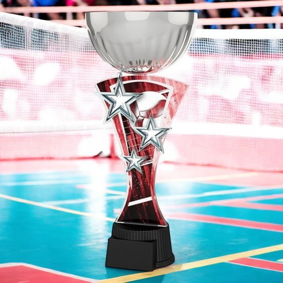 Triple Star Volleyball Silver Trophy Cup