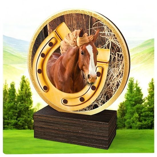 Holt Colour Horse Riding Real Wood Trophy