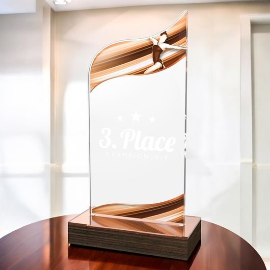 United Female Gymnastics Acrylic Wood Fusion Trophy