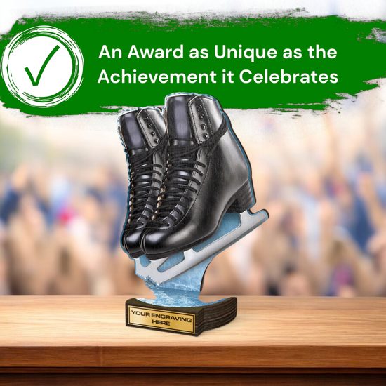 Grove Ice Skating Black Boot Real Wood Trophy