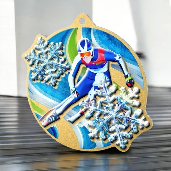 Aurum Downhill Skiing Stainless Steel Medal