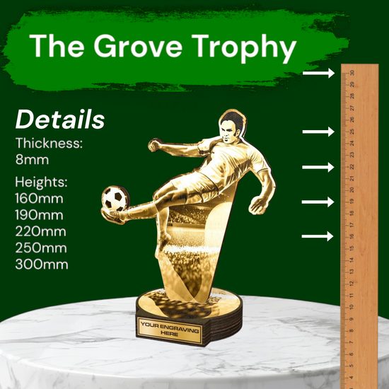 Grove Classic Football Player Action Real Wood Trophy