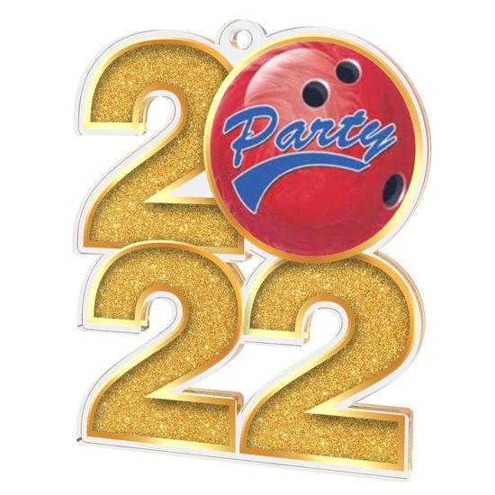 Tenpin Bowling Party 2022 Gold Acrylic Medal