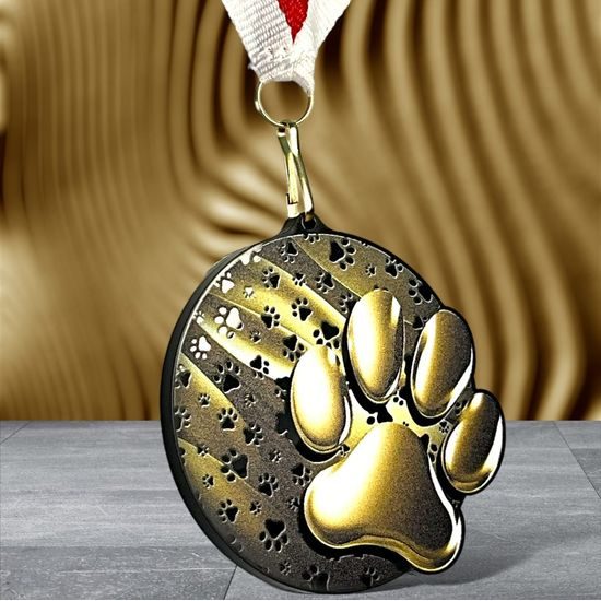 Rincon Classic Dog Paw Black Acrylic Medal