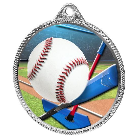 Baseball Homerun Colour Texture 3D Print Silver Medal