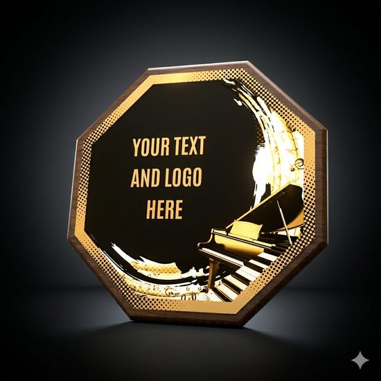Hex Wood & Metal Piano Plaque