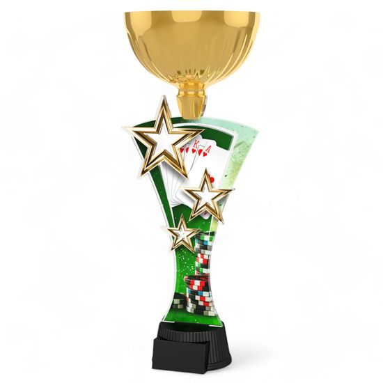 Triple Star Poker Cards Gold Trophy Cup