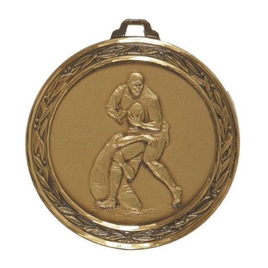 Diamond Edged Rugby Tackle Large Bronze Medal