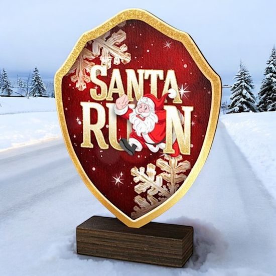 Arden Dasher Santa Run Real Wood Shield Trophy