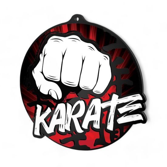 Rincon Colour Karate Black Acrylic Medal