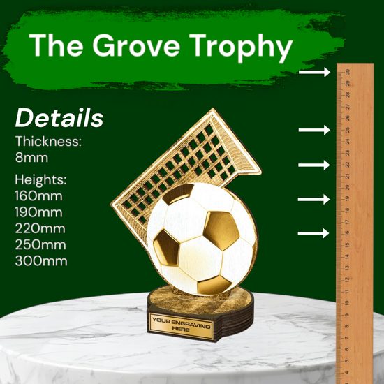 Grove Classic Football Ball Real Wood Trophy