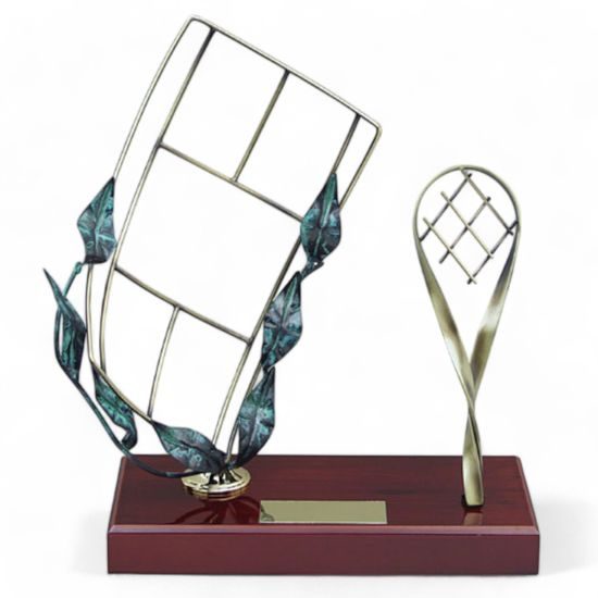 Aragon Tennis Racket and Court Handmade Metal Trophy