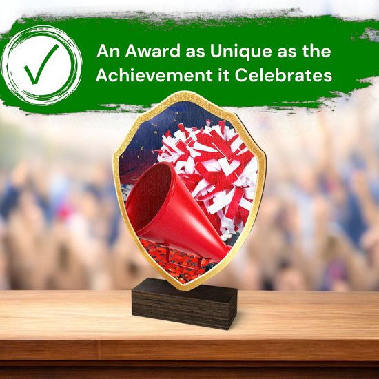 Arden Cheerleading Real Wood Shield Trophy