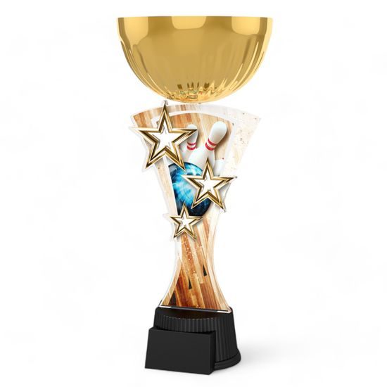 Triple Star Tenpin Bowling Gold Trophy Cup
