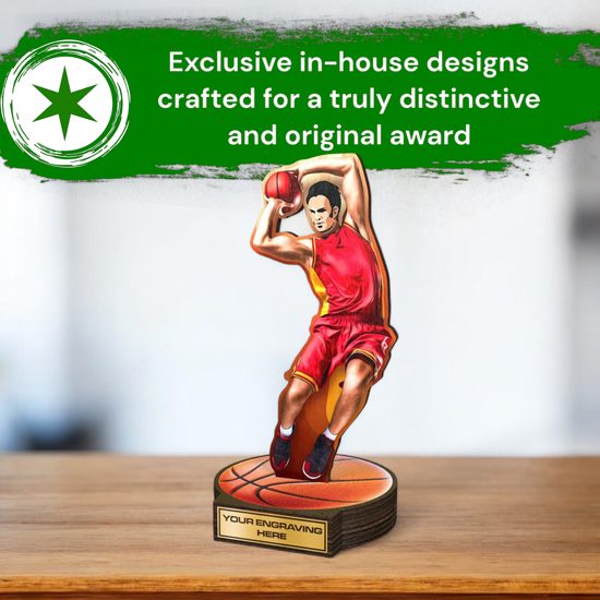 Grove Basketball Action Player Real Wood Trophy