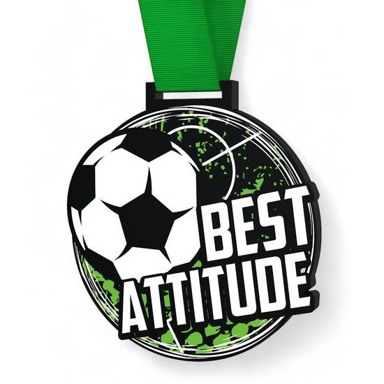 Giant Best Attitude Black Acrylic Football Medal