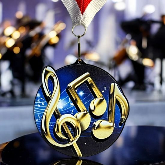 Rincon Colour Music Notes Black Acrylic Medal