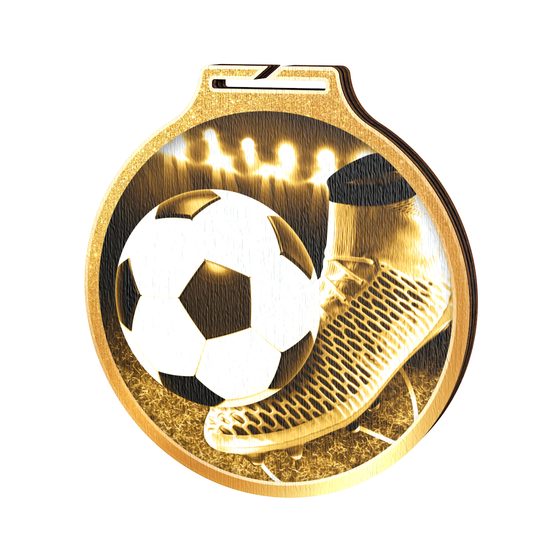 Habitat Classic Football and Boot Gold Eco Friendly Wooden Medal