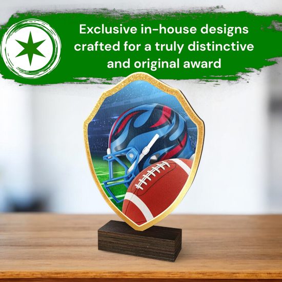 Arden American Football Helmet Real Wood Shield Trophy