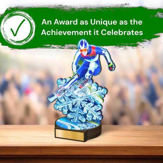Grove Downhill Skiing Real Wood Trophy