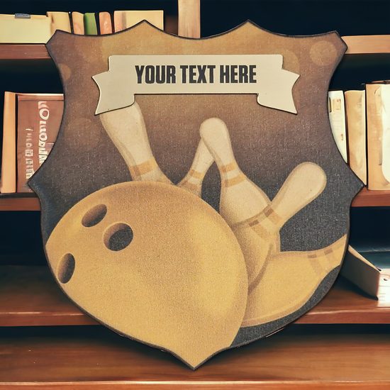 Heraldic Birchwood Tenpin Bowling Sepia Shield