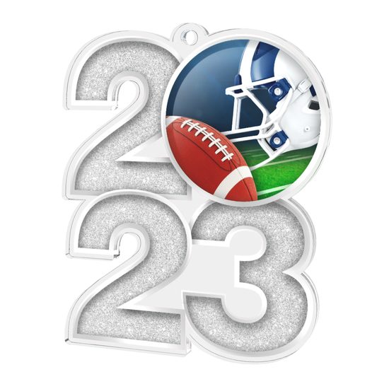 American Football Silver Acrylic 2023 Medal