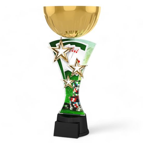 Triple Star Poker Cards Gold Trophy Cup