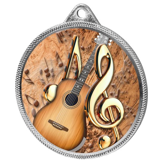 Acoustic Guitar Colour Texture 3D Print Silver Medal