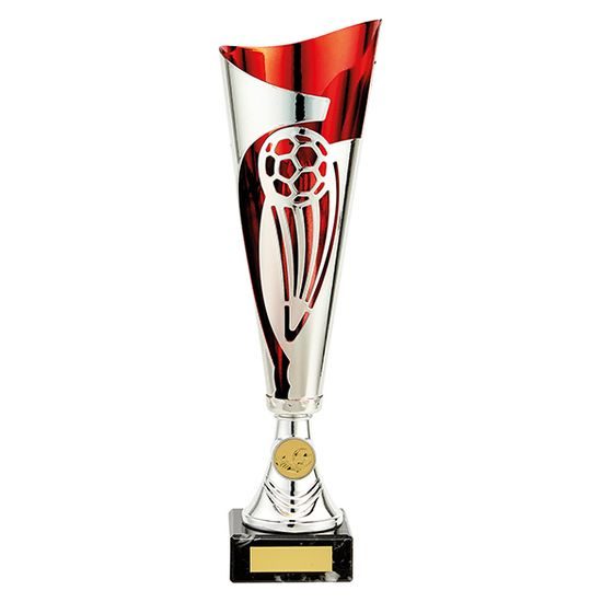 Champions Silver and Red Football Cup (FREE LOGO)