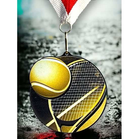 Rincon Classic Tennis Black Acrylic Medal